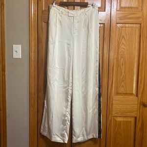 NWT Silky cream and black wide leg pants